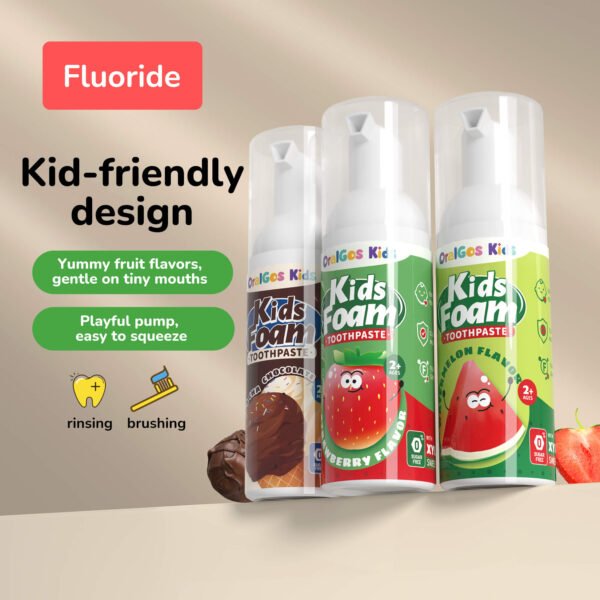 Three flavors of children's foam toothpaste set