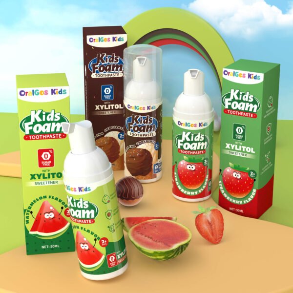 Three flavors of children's foam toothpaste set - Image 2