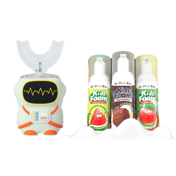 Astronaut electric toothbrush and children’s foam toothpaste set